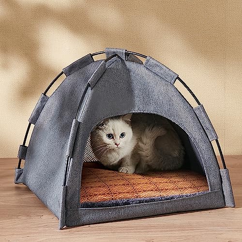 KHCY Haustier-Tipi, Hundezelt, Katzen- und Hunde-Tipi-Bett, Haus, Haustier-Zelt für den Innenbereich, Haustier-Spielhäuser, Hunde-/Katzenbett mit abnehmbarem, waschbarem Kissen von KHCY