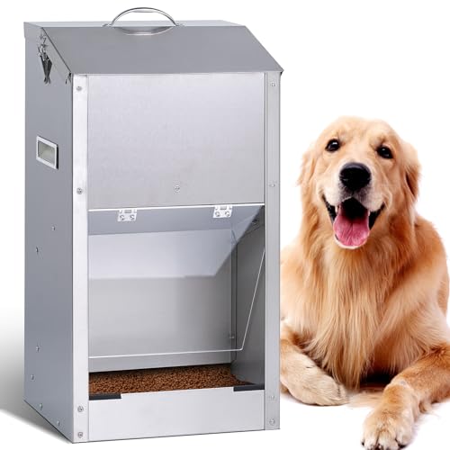 KHEARPSL Automatischer Hundefutterspender für große Rassen, Outdoor, automatischer Hundefutterspender, 11,3 kg, große Kapazität, Edelstahl, Schwerkraft, Haustier-Futterstation, Trockenfutterspender von KHEARPSL