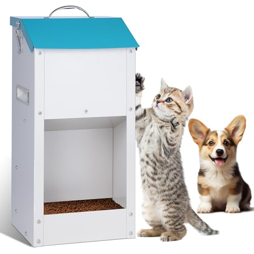 KHEARPSL Automatischer Katzenfutterspender 25 Tassen/6 l Katzenfutterspender Automatischer Hunde-Futterspender Schwerkraft Haustier-Futterstation Große Kapazität Verzinkter Haustier-Futterspender von KHEARPSL