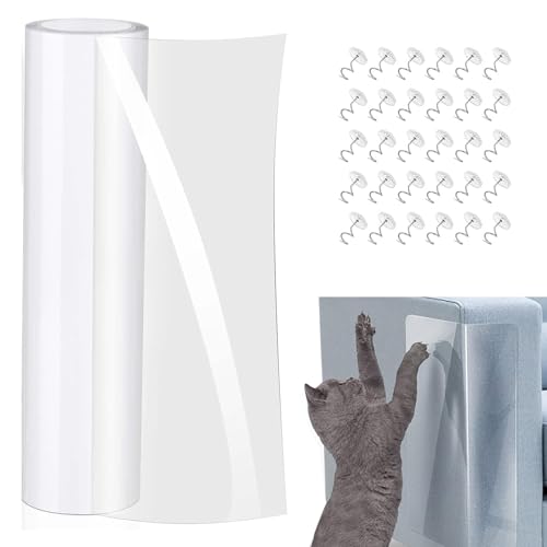 KHIRY Kratzschutz für Katzen Kratzschutz Katze Tape 20 x 300 cm, Kratzschutz Sofa Katze Pad Hunde Kratzschutz für Türen Anti Kratz Folie für Katzenfür Möbel Couch Tür Wand Kratzabwehr von KHIRY