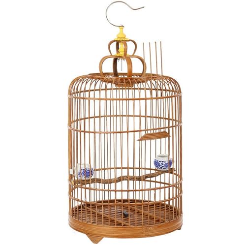 Kleiner Vogelkäfig, Bambus-Vogelkäfig, 29 X 29 X 53 cm, Standstange, Futterbecher, Tablett, Für Kleine Vögel, Papageien, Sittiche, Finken, Nymphensittiche, Kanarienkäfige, Vogelkäfige von KHZKHC