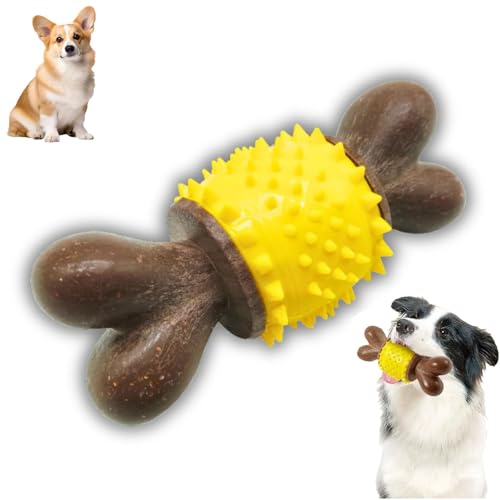 Hölzerne alternative Hundestock, umweltfreundliches Kauenspielzeug für aggressive Kauen, Holzkaustab für Hund, Welpen-Zahnen-Spielzeug, unzerstörbare Hundeknochenspielzeug, Zahnpflege (Yellow) von KIEYIQE