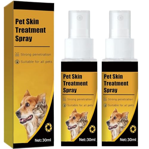 KIEYIQE Cassiel Pet-Pet Hautsprays für Hunde und Katzen, Haustier-Hautbehandlungsspray, Naturberuhigendes Spray für saubere und weiche Haut, Haustier-Hautpflegespray für alle Tiere (2pcs) von KIEYIQE