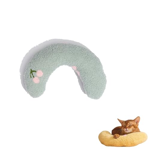 KIEYIQE Pupzen - Beruhigendes Kissen, U-förmiges Kissen für Hunde und Katzen, Schlafkissen für Haustiere, ultraweich und flauschig, Nackenkissen für Katzen zum Schlafen (Green) von KIEYIQE