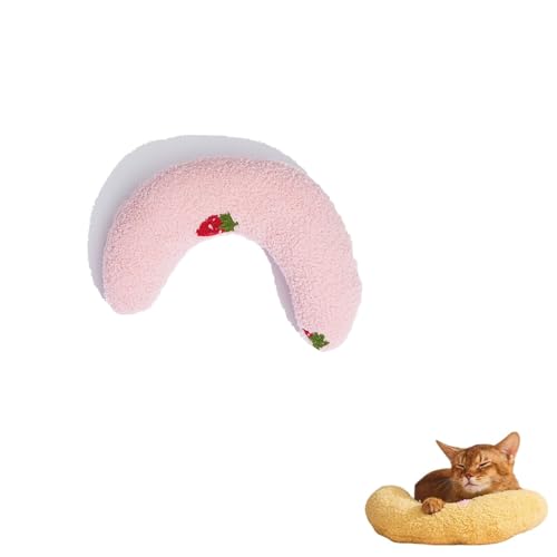 KIEYIQE Pupzen - Beruhigendes Kissen, U-förmiges Kissen für Hunde und Katzen, Schlafkissen für Haustiere, ultraweich und flauschig, Nackenkissen für Katzen zum Schlafen (Pink) von KIEYIQE