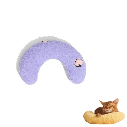 KIEYIQE Pupzen - Beruhigendes Kissen, U-förmiges Kissen für Hunde und Katzen, Schlafkissen für Haustiere, ultraweich und flauschig, Nackenkissen für Katzen zum Schlafen (Purple) von KIEYIQE