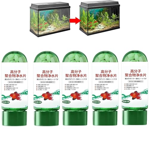 Leistungsstarke Aquarium -Wasserreinigungstablette, Wasserreinigungstabletten für Fischtank, Aquariumentferner, Fischtankreiniger, entfernen Sie alle Arten von Trübung aus Fischtankwasser (5 Bottle) von KIEYIQE