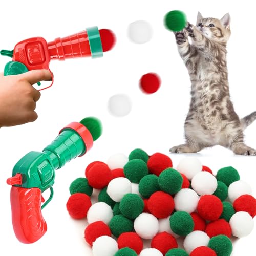 KIKVTER Katzenspielzeug, Interaktives Katzenspielzeug, Katzenspielzeug Ball Pistole, Katzenspielzeug Bälle, Interaktivesspielzeug für Katzen, Plush Ball Interactive für Indoor Haustier Katzen Hunde von KIKVTER