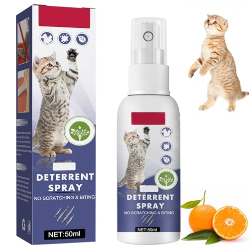 Katzenabwehrspray, 50ml Kratzfestes Spray, Katzen Fernhaltespray für Innen, Anti Kratz Spray für Katzen, Fernhaltemittel für Katzen, Beruhigungsmittel für Katzen, Kratzfestes für Sofa, Tür, Möbel von KIKVTER