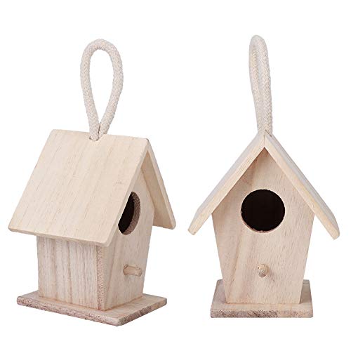 2PCS Garten Dekoration Vogel Haus Holz Vogel Haus Hängen Nistkasten für Outdoor Garten Terrasse Dekorative Zubehör | Vogelhaus Holz Vogelnistkasten Heimdekoration für von KIMISS