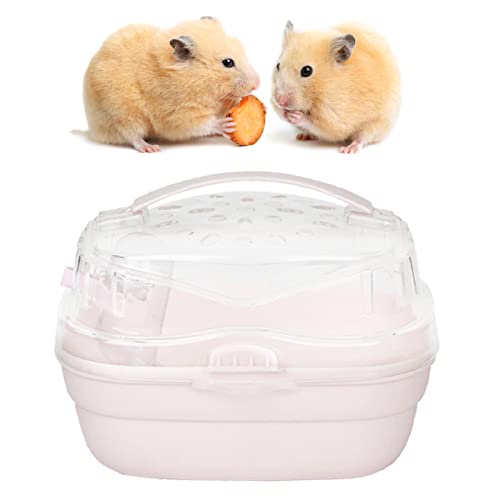 CARNO Hamster-Transportkäfig – Tragbarer Reiseträger für Hamster – Tragbarer Haustier-Transportkäfig für Outdoor-Abenteuer (Helles Kirschrosa) von KIMISS