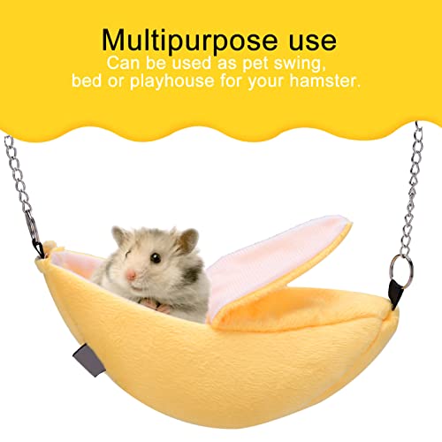 Gemütliches Hamsternest mit Mondschiff-Design, Hängendes Hängemattenbett, Bananenförmiges Schlafhaus und Baumwollbett für Haustier-Nagetiere – Ideal für Kleine Tiere (Yellow) von KIMISS