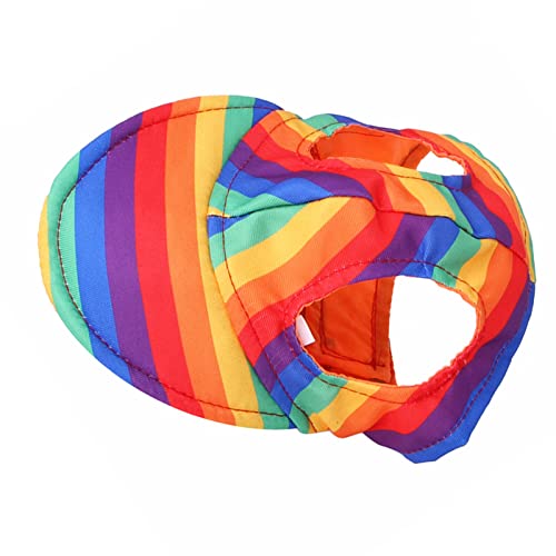 Haustier-Baseball, Mütze mit Ohrlöchern, Sonnen-Baseball, Frühlings-Hundemützen, Hautfreundlich, Bequem, für Welpensport, für Hundeumfang 30–40 cm, Blau (Regenbogen) von KIMISS