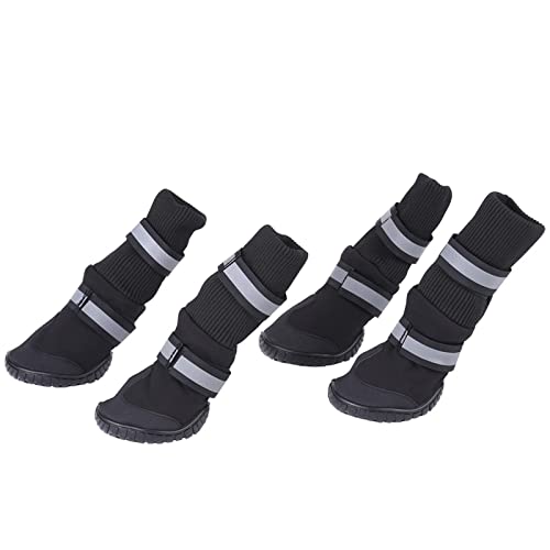 KIMISS Hundestiefel, für Große Hunde, Schwarz, XL-Schuhe, 4-teiliges Set, Wasserdicht, rutschfest, rutschfest (XL) von KIMISS