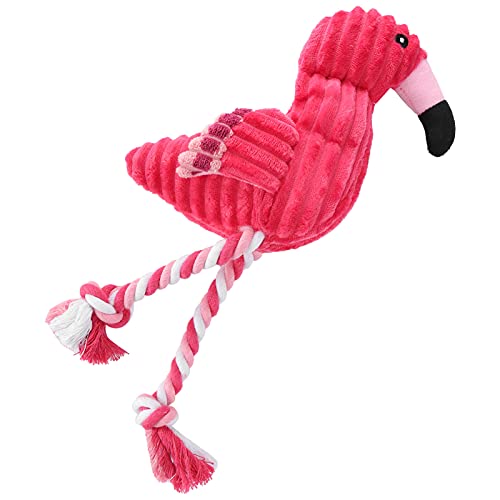 KIMISS Kauspielzeug für Hunde – Plüsch-Flamingo-Quietschspielzeug für Training und Zahnreinigung, Ideal für Mittlere und Große Rassen, Baumwollseil, Ideal Zum Tauziehen von KIMISS