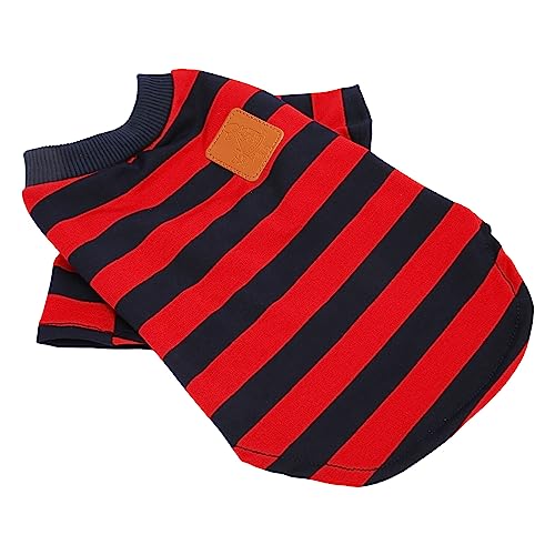 Niedlicher Gestreifter Haustier-Kapuzenpullover für Frühling und Sommer – Rot-blaues Pullover-Sweatshirt für Hunde und Katzen – CZ120 (S) von KIMISS