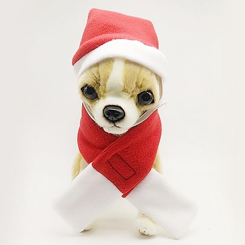 Niedlicher Haustierhund Santa Hut Schal Halsband - Festliches Weihnachtskostüm für Kleine Hunde und Kätzchen, Gemütliche Polyester -Kopfbedeckung für Urlaubsjubel (M) von KIMISS