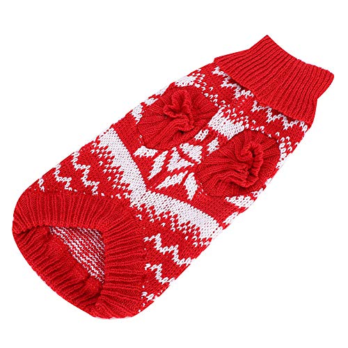 Niedlicher Warmer Hundepullover, Schöne Schneeflocken-Haustierkleidung, Winter-Weihnachtspullover, Kleine Hunde, Welpenkostüme, Kleidung für Muster-Outfit, Kostüm, Rote Weihnachten von KIMISS