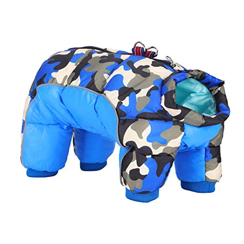 Warme Haustier-Winterbekleidung mit Vier Beinen und Reißverschluss Hinten – Blaues Camo-Design für Hunde (18#) von KIMISS