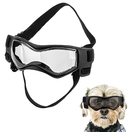 Hundebrille für Kleine Hunde, Hundesonnenbrille für Hunde Winddicht Beschlagfrei Hundesonnenbrille Verstellbar Hundebrille für Haustier Klein Mittel Hunde Outdoor Augenschutz (Schwarz) von KINBOM