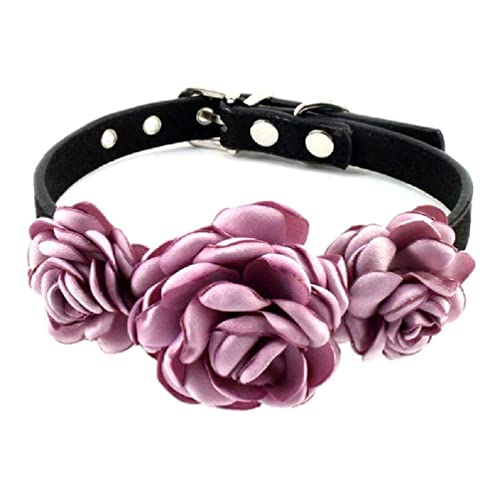 Hundehalsband mit Blumen-Dekorationen für Mädchen, Welpen, florales Katzenhalsband, Halsketten mit Metall-D-Ring für kleine Hunde, ohne Glöckchen von KING TREMELLA