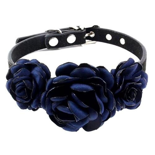 Hundehalsband mit Blumen-Dekorationen für Mädchen, Welpen, florales Katzenhalsband, Halsketten mit Metall-D-Ring für kleine Hunde, ohne Glöckchen von KING TREMELLA