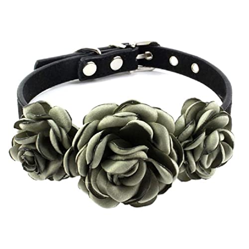 Hundehalsband mit Blumen-Dekorationen für Mädchen, Welpen, florales Katzenhalsband, Halsketten mit Metall-D-Ring für kleine Hunde, ohne Glöckchen von KING TREMELLA