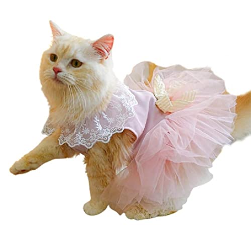 KING TREMELLA Hundehochzeitskleider Katzenprinzessin niedliches Partykleid mit Spitzenkragen Step-On-Kleidung Partyanzug Outfit Haustiere Haustier-Hochzeitskleid von KING TREMELLA