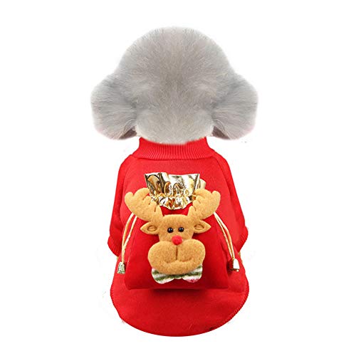 KINGBOO Haustier Hund Weihnachtspullover Welpe Katze Winter Mantel Niedlich Rentier Warm Pullover Outfit für kleine mittlere große Hunde Katze XXL von KINGBOO