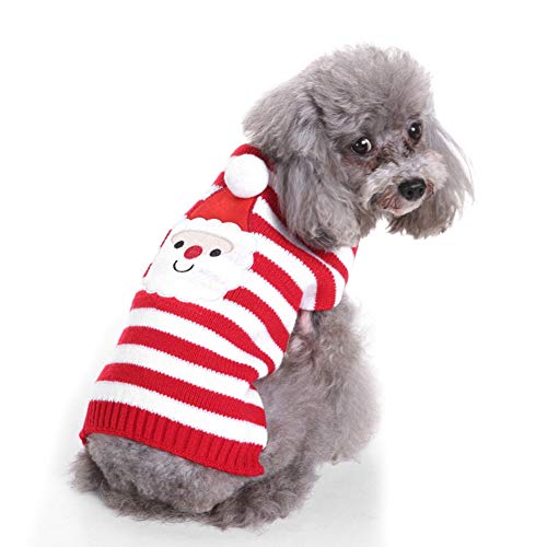 KINGBOO Hund Winter Kleidung Weihnachten Warm Pullover Niedlich Haustier Katzen Strickwaren Santa Claus Kätzchen Sweatshirt Kostüm XXL von KINGBOO