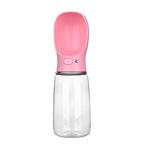 KINGBOO Wasserflasche, tragbar, für Haustiere, Wasserspender, Trinkbecher für unterwegs, für Hunde und Katzen, Rosa, 550 ml von KINGBOO