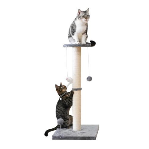 KINGROCK Hohe Kratzbäume für Indoor-Katzen, Katzenkratzbaum mit Plüschtieren für Kätzchen oder kleinere Katzen, Premium-Sisalstamm für Katzen jeden Alters mit verstärktem, stabilem Boden von KINGROCK