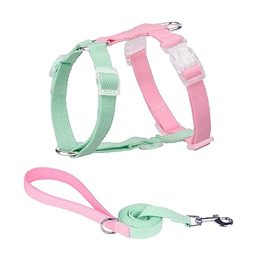 KINLYBO 2pcs Pets Chest Harnesses Set Adjustable Neck for Cats with Pull Rope GreenPink S von KINLYBO