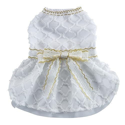 KINLYBO Haustier-Hundekleid, Blumenwelpen, Tutu, Röcke für Hochzeit, Party, Brithday Kostüm, LF16, Weiß, Größe S von KINLYBO