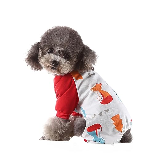 KINLYBO Hundebekleidung Herbst Winter weich warm Homewear Onesie Pullover für kleine Haustiere Pjs Fuchs S von KINLYBO