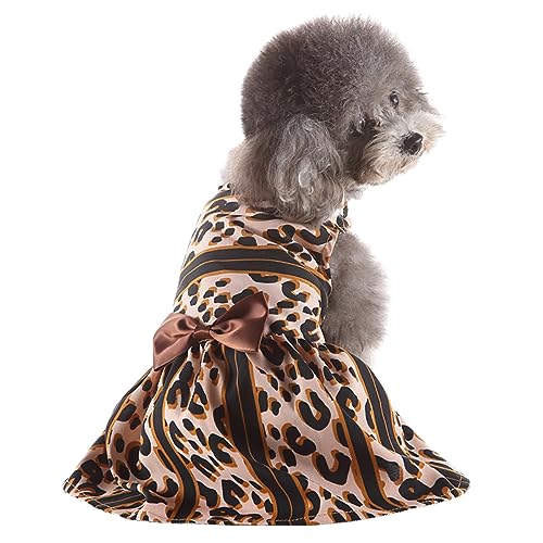 KINLYBO Kleid für Welpen, Hunde, Prinzessin, Hochzeit, Abendkleid, Tutu mit Schleife, Leopardenmuster, Größe M von KINLYBO