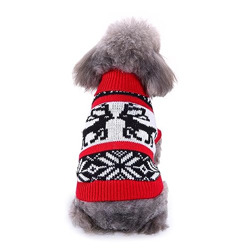KINLYBO MYD76 Hunde-Weihnachtspullover, atmungsaktiv, Schneeblumen-Motiv, atmungsaktiv, Größe XXL, Rot von KINLYBO