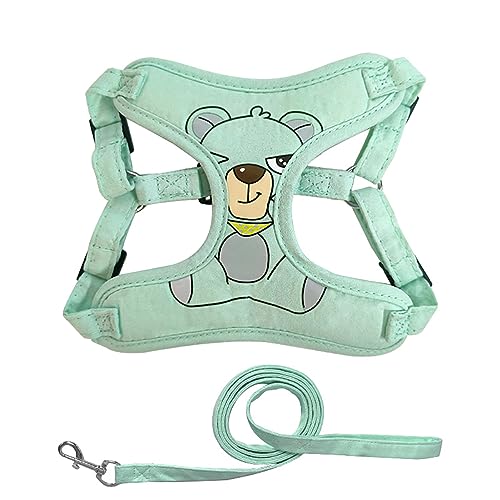 KINLYBO Pets Harness Suede Puppy Chest Strap with Traction Rope for Small Dogs Cats Walking Green S von KINLYBO