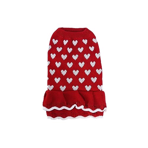 KINLYBO Pets Sweater Round Highneck Jumpers Knitwear Clasic Puppy Cats Pullover Red Skirt M von KINLYBO