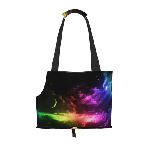 Rainbow Sky And Moon Tragetasche, für kleine Hunde, Schultertasche für Haustiere, tragbare Tragetasche für Hunde und Katzen von KIROJA