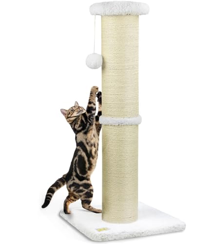 KIROTEE Kratzbaum für Katzen, 81,3 cm hoch, 14 cm großer Durchmesser, Natursisal für Indoor-Katzen, hoher Katzenkratzturm von KIROTEE