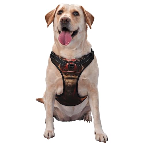 Dog Warrior in Red Dog Harness - Ausgestattet mit reflektierenden Haustierstreifen und Schnellspanner - geeignet für alle Hundetypen von KIRROWE