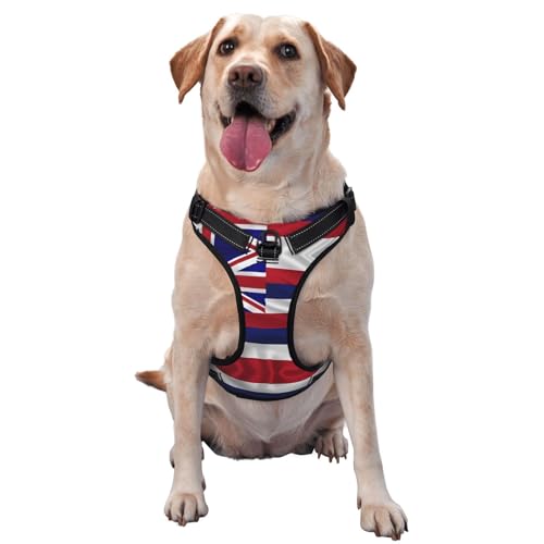 Flagge Hawaii Amerikanisches Hundegeschirr - mit reflektierenden Haustierstreifen und Schnellspanner ausgestattet - geeignet für alle Hundetypen von KIRROWE