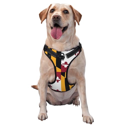 Hundegeschirr Flag of Maryland - mit reflektierenden Haustierstreifen und Schnellspanner ausgestattet - geeignet für alle Hundetypen von KIRROWE