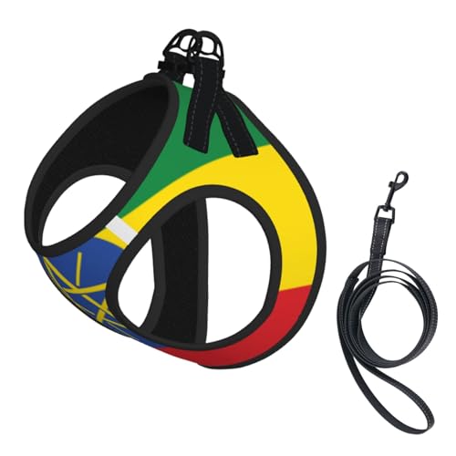 Hundegeschirr mit Flagge von Äthiopien, ausgestattet mit reflektierenden Riemen und Schnellverschluss-Schnallen, geeignet für kleine Katzen und Hunde Hundegeschirr mit Flagge von Äthiopien, ausgestattet mit reflektierenden Riemen und Schnellverschluss-Schnallen, geeignet für kleine Katzen und Hunde von KIRROWE