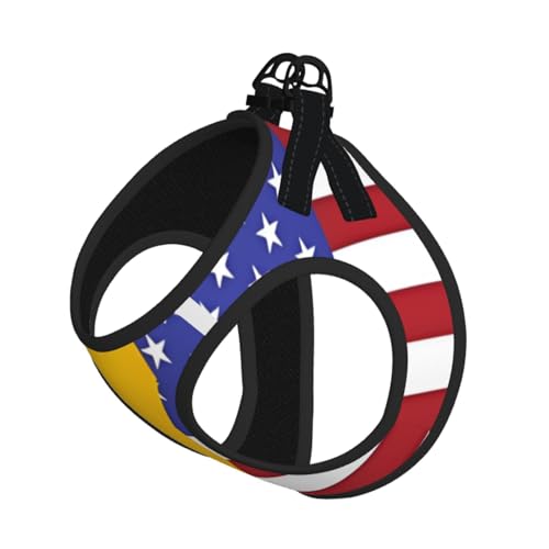 Hundegeschirr mit amerikanischer Spanien-Flagge, ausgestattet mit reflektierenden Riemen und Schnellverschluss-Schnallen, geeignet für kleine Katzen und Hunde Hundegeschirr mit amerikanischer Spanien-Flagge, ausgestattet mit reflektierenden Riemen und Schnellverschluss-Schnallen, geeignet für kleine Katzen und Hunde von KIRROWE