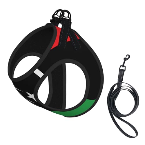 Hundegeschirr mit libyscher Flagge, ausgestattet mit reflektierenden Riemen und Schnellverschluss-Schnallen, geeignet für kleine Katzen und Hunde Hundegeschirr mit libyscher Flagge, ausgestattet mit reflektierenden Riemen und Schnellverschluss-Schnallen, geeignet für kleine Katzen und Hunde von KIRROWE