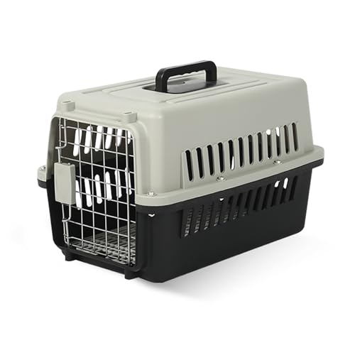 Hundebox, Hundekäfig, Katzengehege, Kleintierkäfig, Tierkäfig fürs Auto, Tragbarer Ausflugs-Tierkäfig für den Lnnen- und Außenbereich mit Belüftungslöchern, Trennwänden(Black,32 * 30 * 48) von KISDFOND