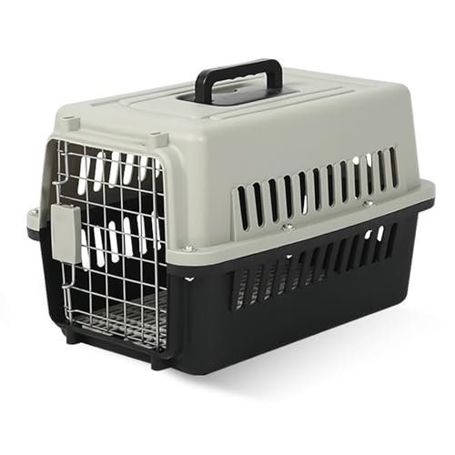 Hundebox, Hundekäfig, Katzengehege, Kleintierkäfig, Tierkäfig fürs Auto, Tragbarer Ausflugs-Tierkäfig für den Lnnen- und Außenbereich mit Belüftungslöchern, Trennwänden(Black,37 * 37 * 58cm) von KISDFOND