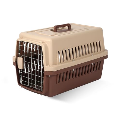 Hundebox, Hundekäfig, Katzengehege, Kleintierkäfig, Tierkäfig fürs Auto, Tragbarer Ausflugs-Tierkäfig für den Lnnen- und Außenbereich mit Belüftungslöchern, Trennwänden(Brown,32 * 30 * 48) von KISDFOND